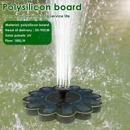 Solar Powered Garden Water Fountain with 5 Spray Nozzles