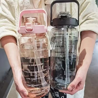 Big 68oz Fitness Water Bottle with Straw and Tracker