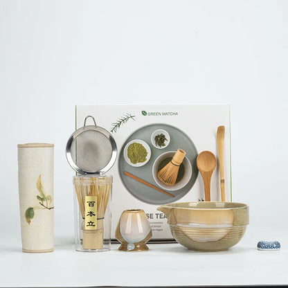 Traditional Japanese Matcha Tea Set Ceramic Bowl