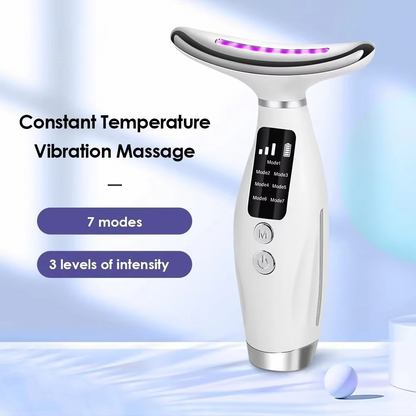 Rejuvenating Face and Neck Massager with LED and Vibration