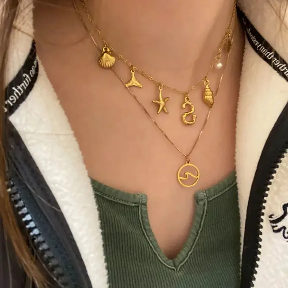 Custom Sea Shell Monogrammed Beach Necklace