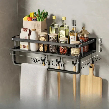 Dark Wood Kitchen Storage Shelf