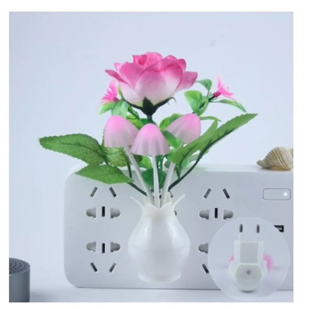 Compact Floral Automatic Night Table Lamp