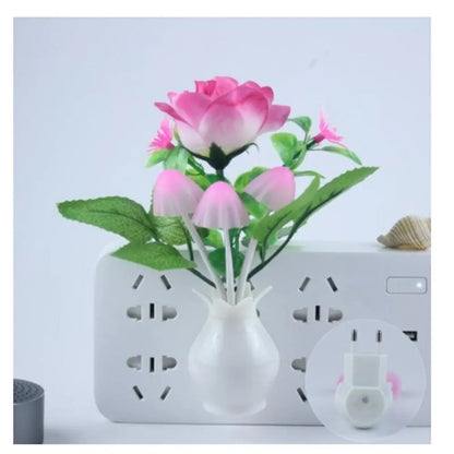 Compact Floral Automatic Night Table Lamp