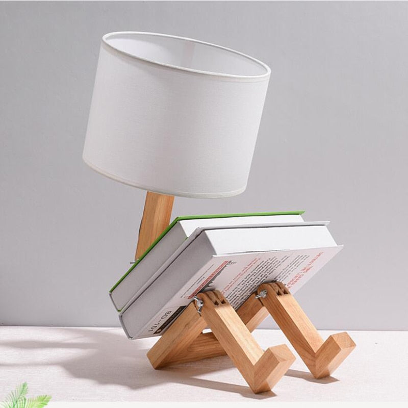 Unique Wooden Robot Table Light