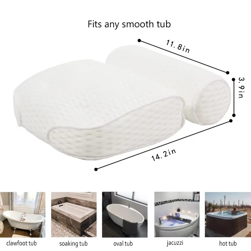Plush Spa Bath Pillow with Breathable Mesh Support