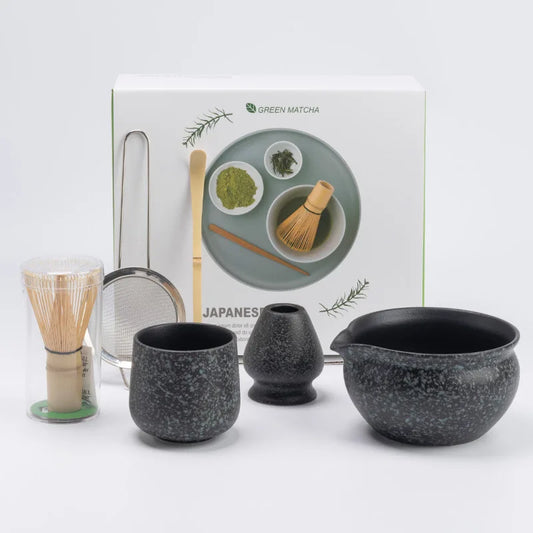 Traditional Japanese Matcha Tea Bowl Set with Whisk - Cofik
