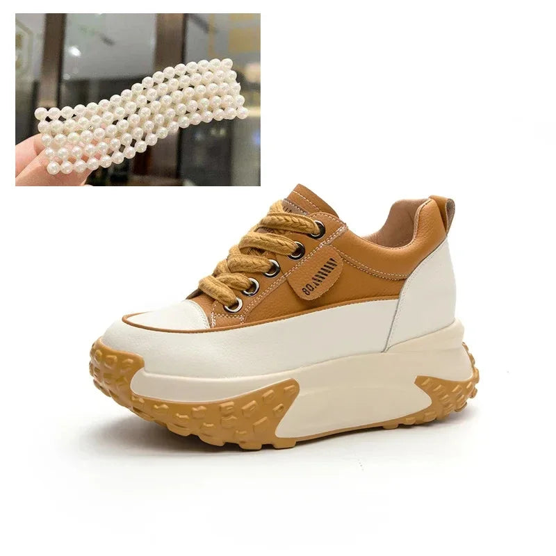 Low Heel Leather Platform Sneakers