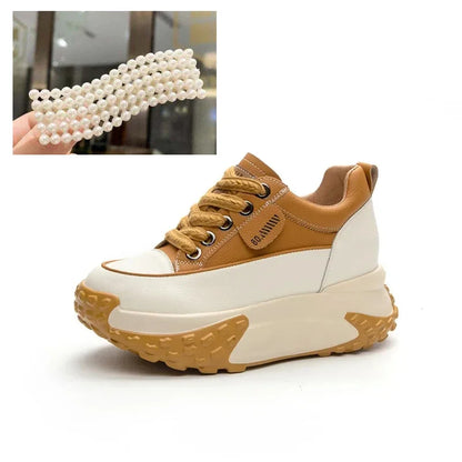 Low Heel Leather Platform Sneakers