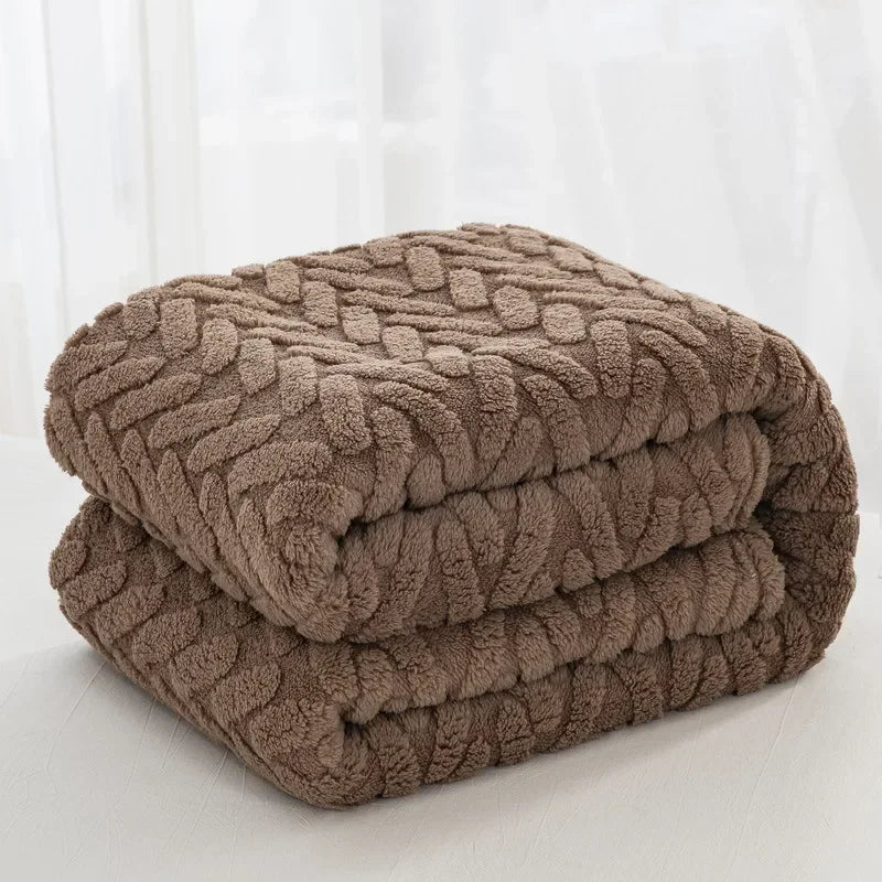 Warm Plush Fleece Blanket for Autumn and Winter