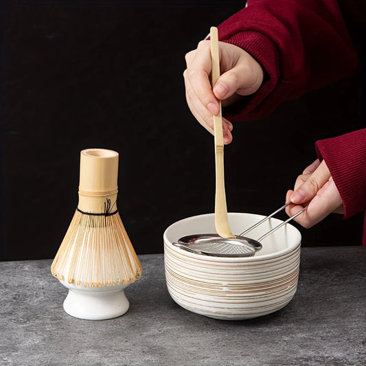 Traditional Japanese Matcha Tea Set 6 Piece Ceramic Bowl - Cofik