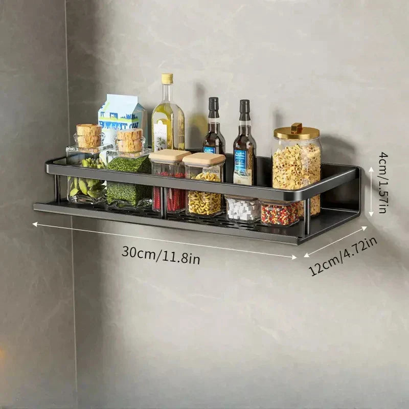 Dark Wood Kitchen Storage Shelf