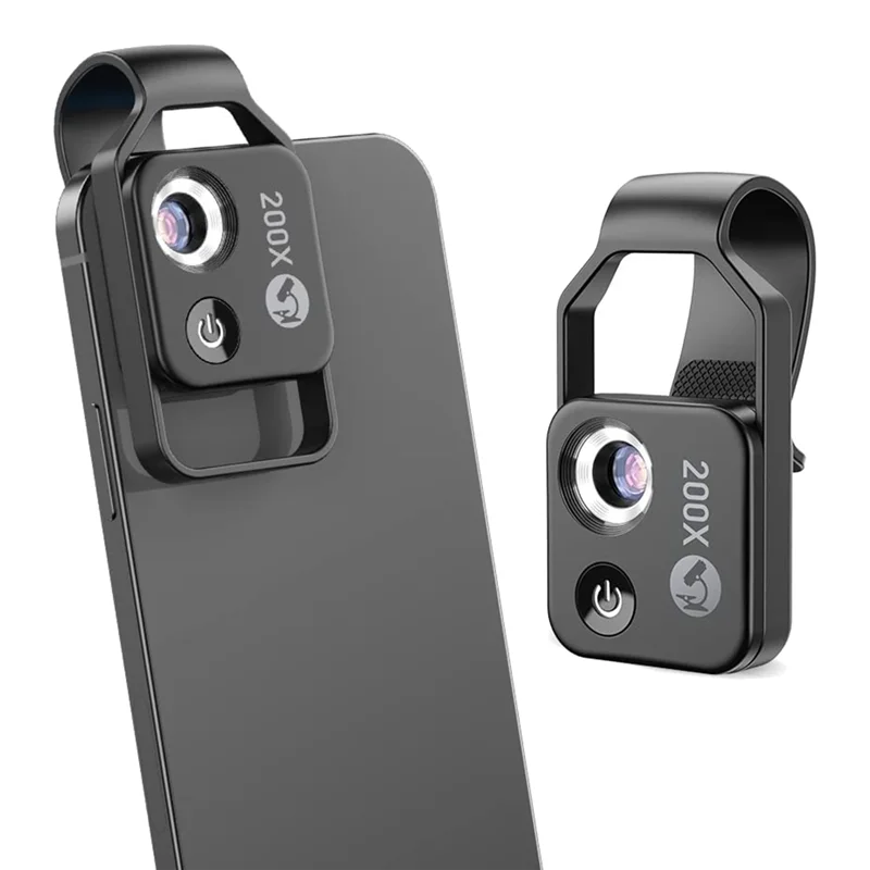 Portable Phone Microscope with 200x Zoom and LED Light