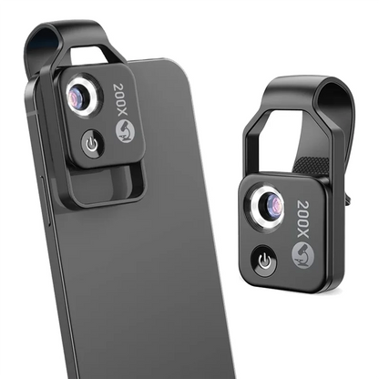 Portable Phone Microscope with 200x Zoom and LED Light