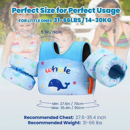 Children's Swim Vest with Arm Floats and Safety Whistle