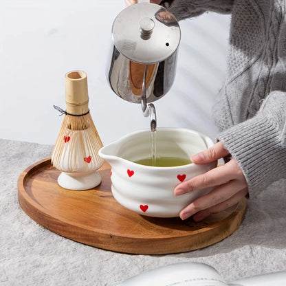 Ceramic Green Tea Bowl Set with Whisk for Matcha