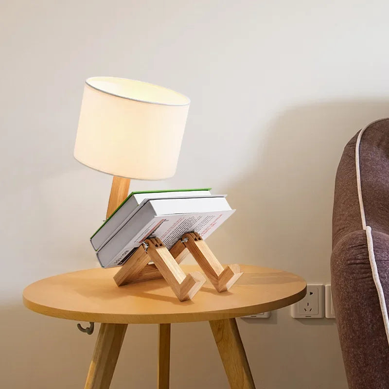 Stylish Wood Desk Lamp with Storage