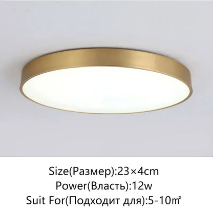 Stylish LED Hall Ceiling Lamp - Elegant Gold Round