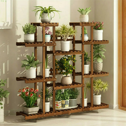 Tall 11-Level Wooden Plant Stand - Cofik