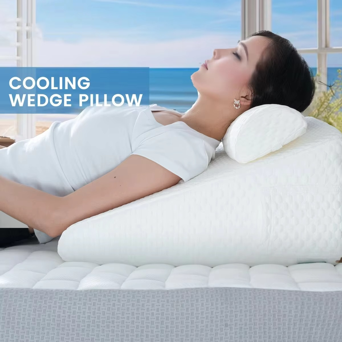 Contour Support Memory Foam Bed Wedge Pillow with Soft Covers