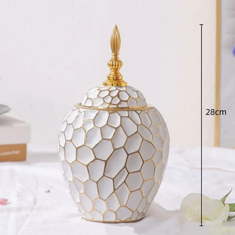 Luxury Gold Accented Ceramic Vase - Cofik