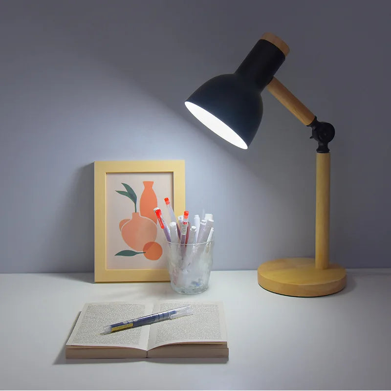 Minimalist Wooden Desk Lamp with Adjustable Arm
