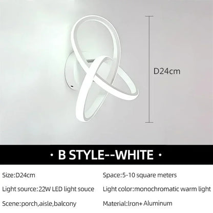 Stylish Black White LED Wall Light with Remote