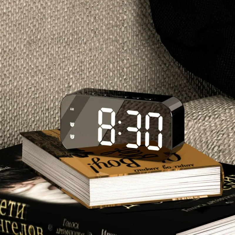 Compact LED Digital Clock with Dual Alarms