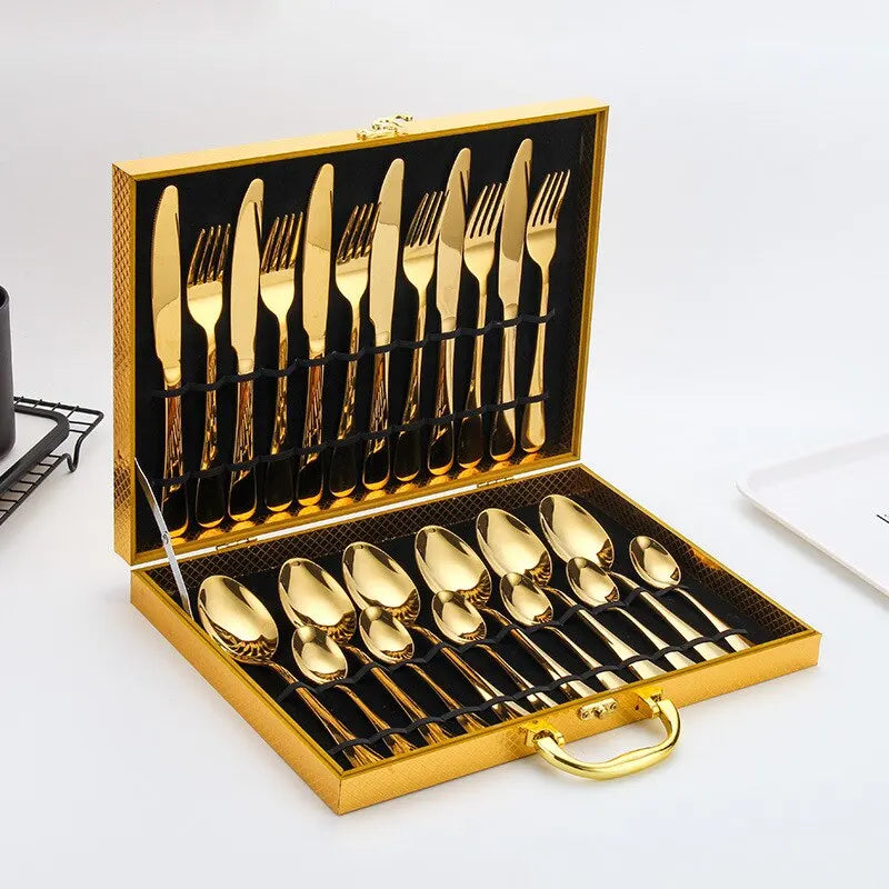 Luxury 24-Piece Gold Silverware Set