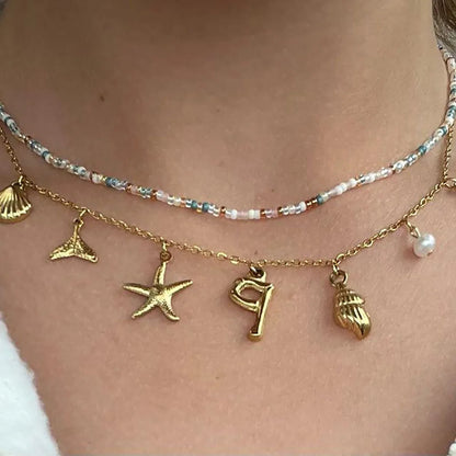 Custom Sea Shell Monogrammed Beach Necklace - Cofik