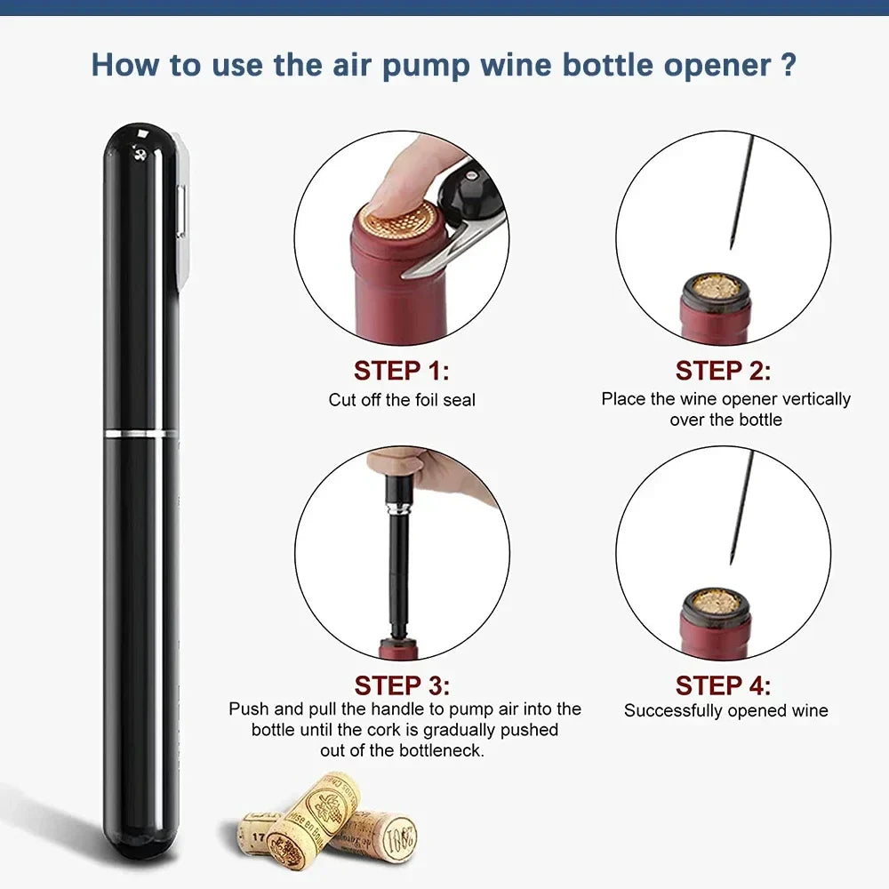 Quick 2-in-1 Wine Opener Air Pump Cork Remover
