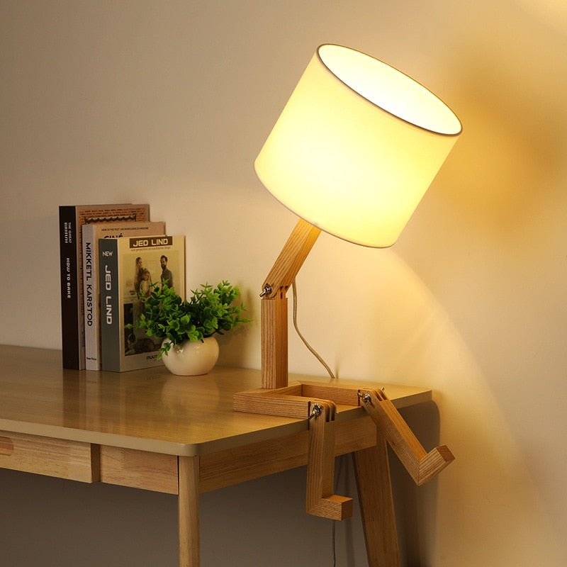 Unique Wooden Robot Table Light