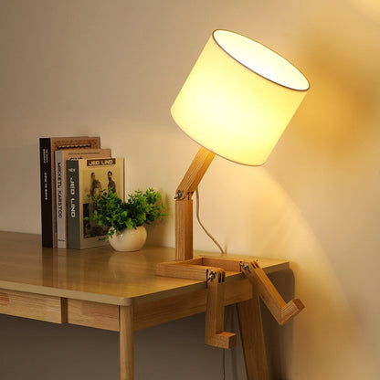 Unique Wooden Robot Table Light