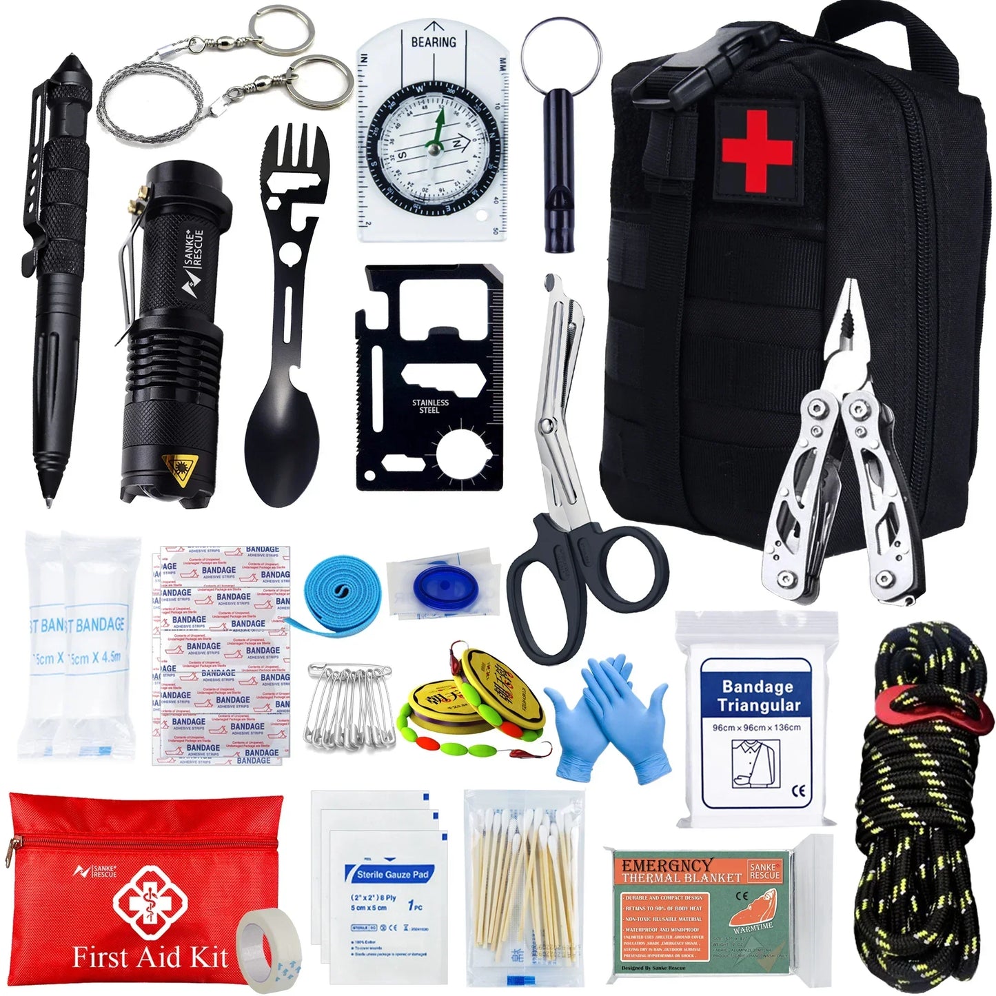 Ultimate 24-Piece Survival Kit for Camping & Emergency