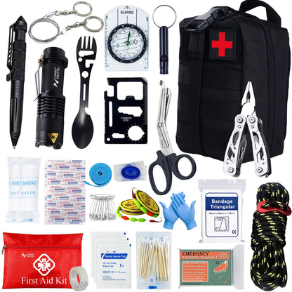 Ultimate 24-Piece Survival Kit for Camping & Emergency