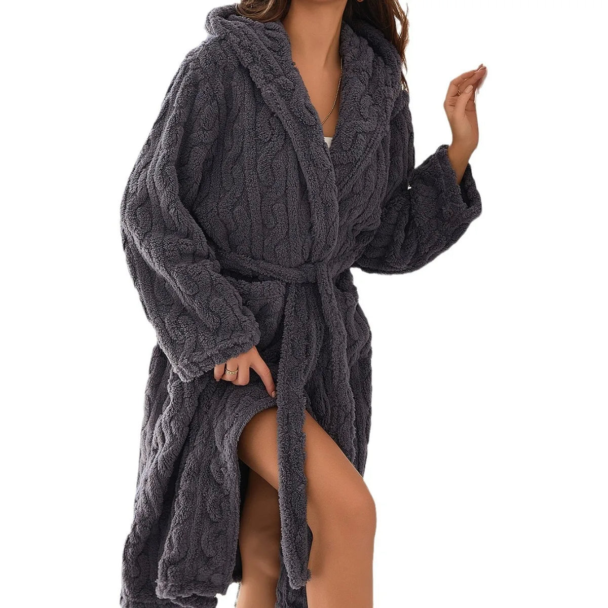 Soft Hooded Coral Fleece Bathrobe - Cofik