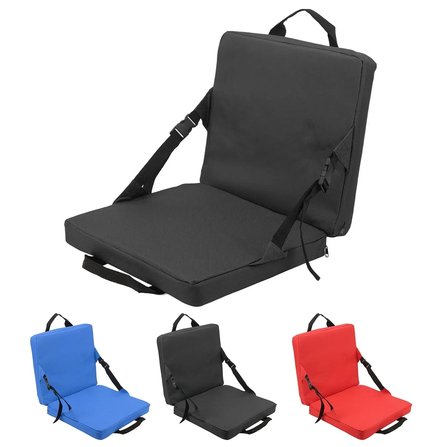 Portable Folding Chair with Back Support and Cushion
