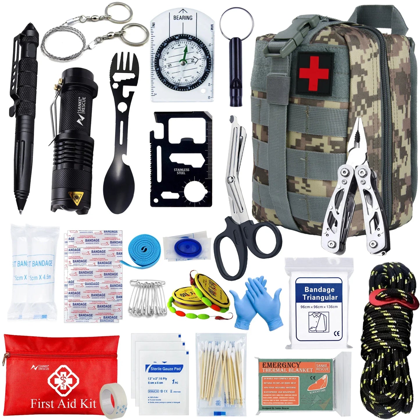 Ultimate 24-Piece Survival Kit for Camping & Emergency