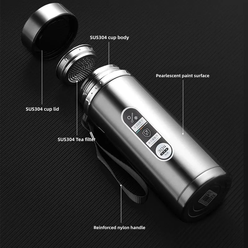Insulated Stainless Steel Travel Mug with LED Temp Screen