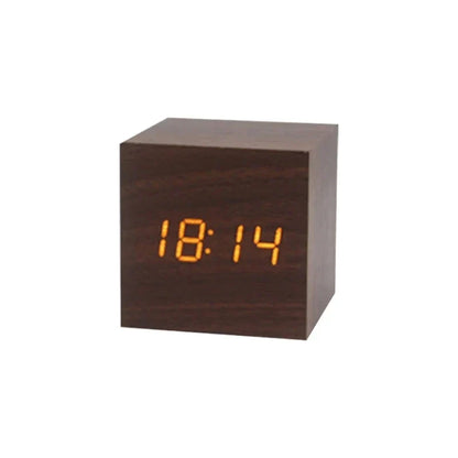 Compact Digital Wooden Alarm Clock with Temperature Display - Cofik