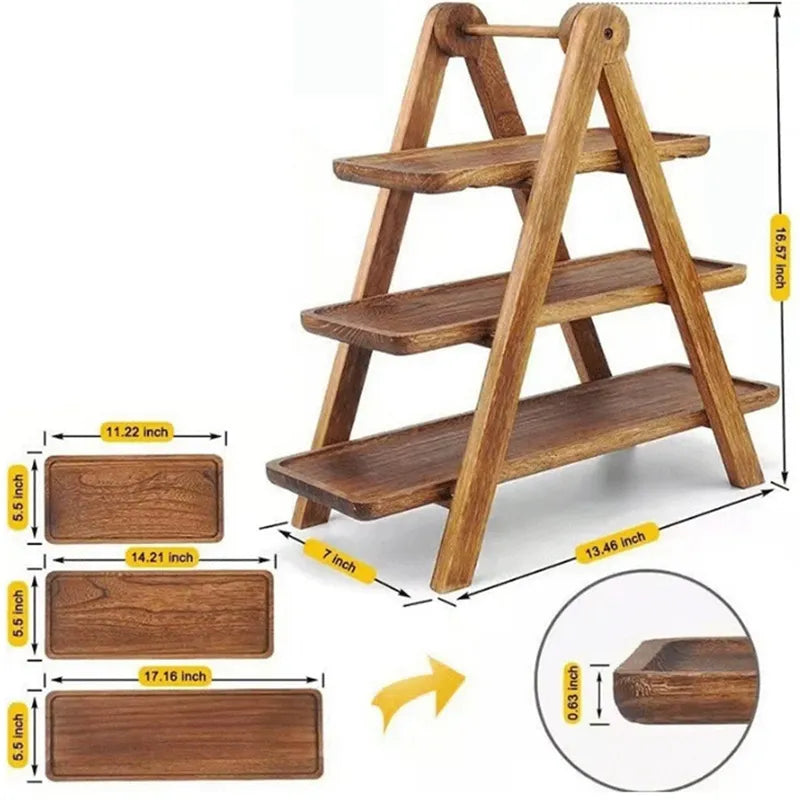 Rustic 3-Tier Wood Cake Display