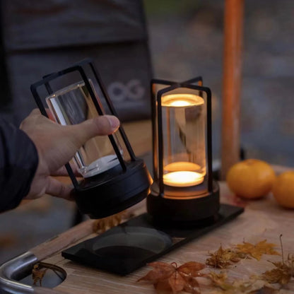 Compact LED Table Light with Glass Shade