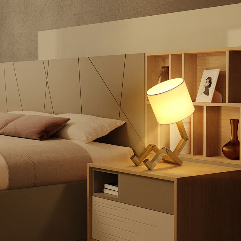 Unique Wooden Robot Table Light