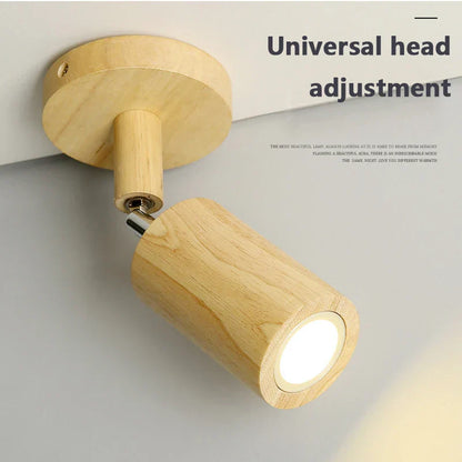 Simple Wooden LED Wall Light with Adjustable Arm
