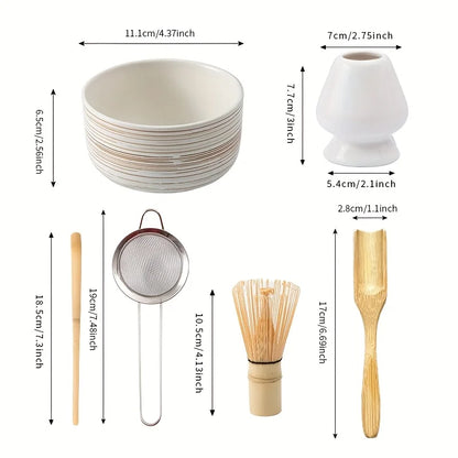 Traditional Japanese Matcha Tea Set 6 Piece Ceramic Bowl