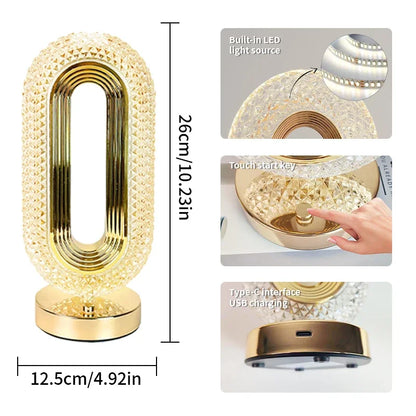 Elegant Glass USB Rechargeable Desk Lamp