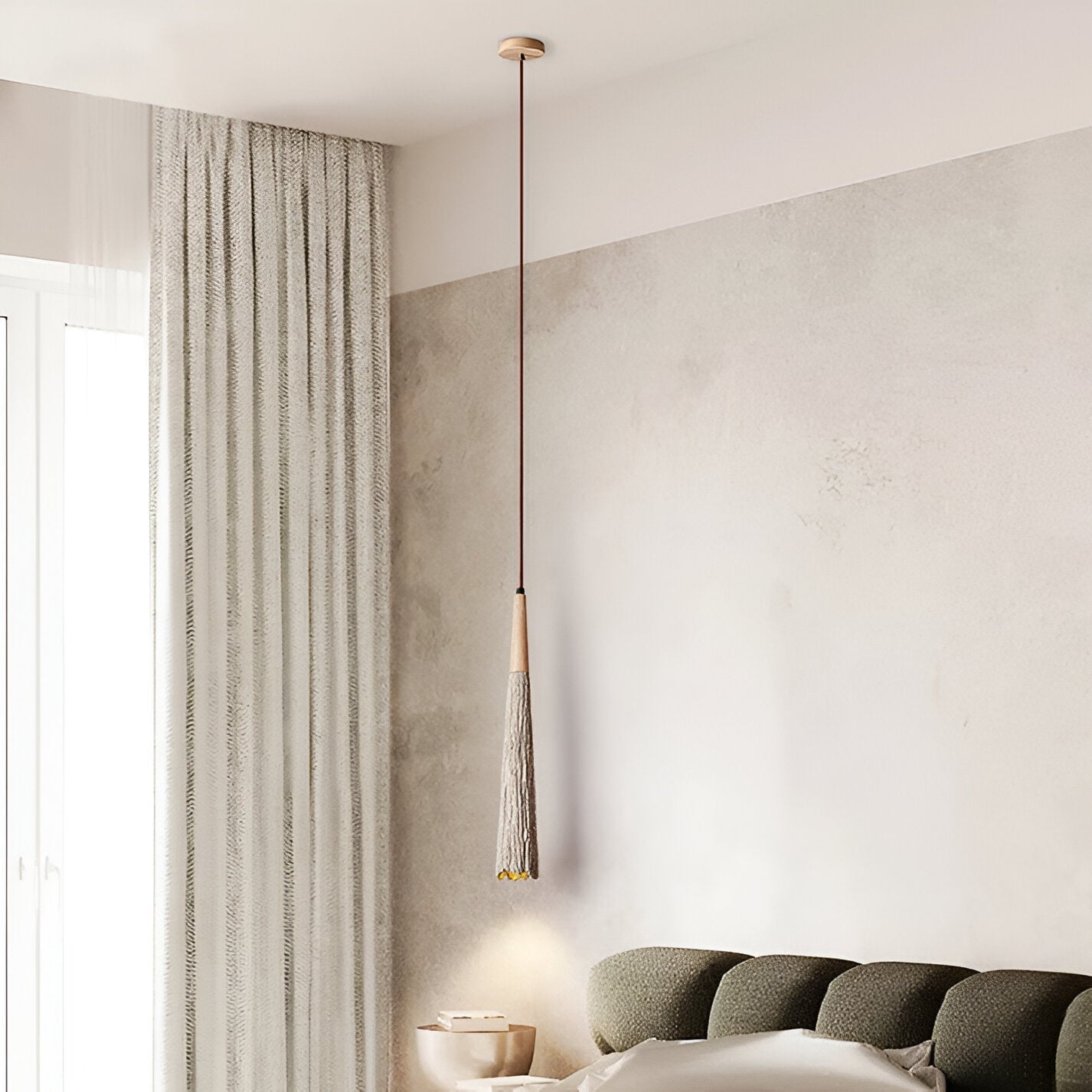 Simple Cream Hanging Pendant Light Fixture
