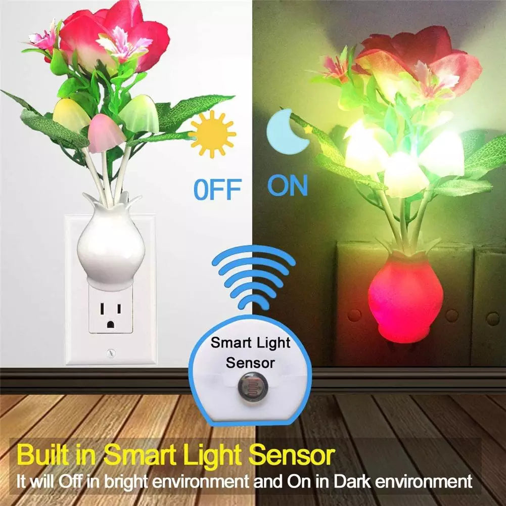 Compact Floral Automatic Night Table Lamp