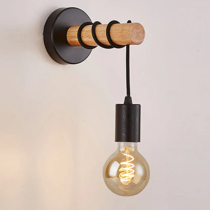 Simple Rustic Wooden LED Wall Lamp
