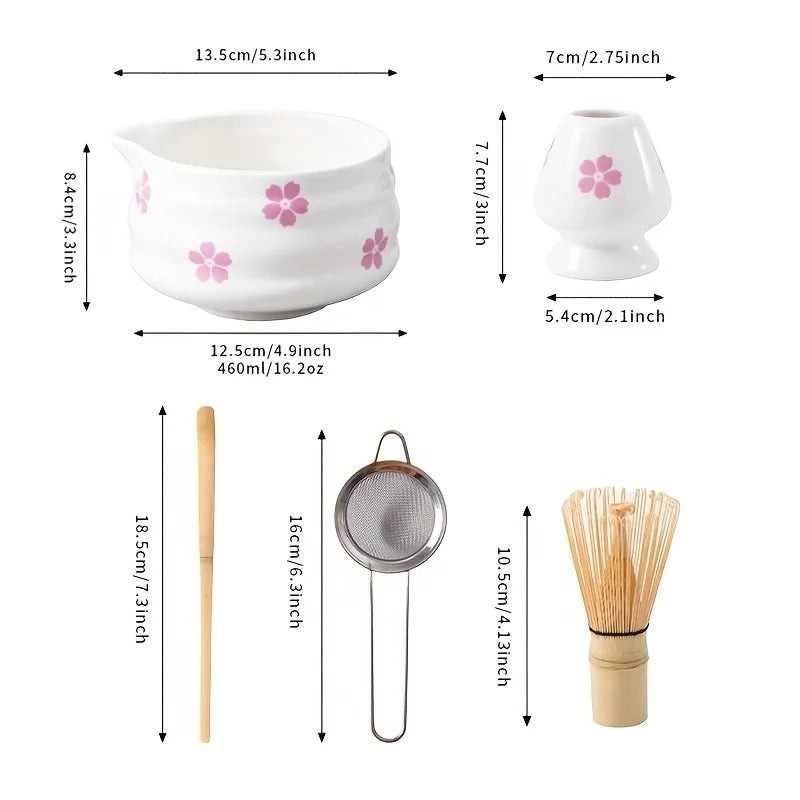 Traditional Japanese Tea Set with Whisk